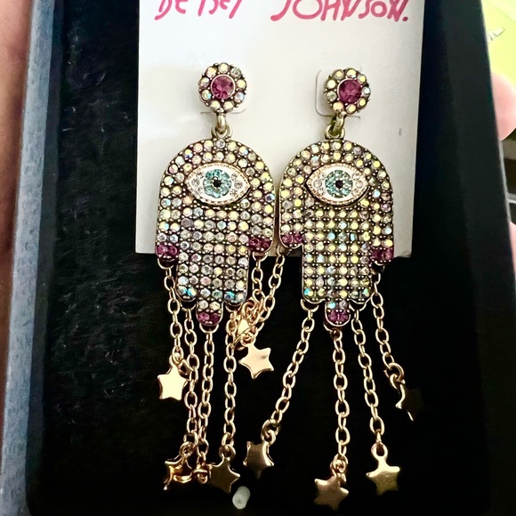 Betsey Johnson evil eye dangle earrings NWT - Picture 1 of 5